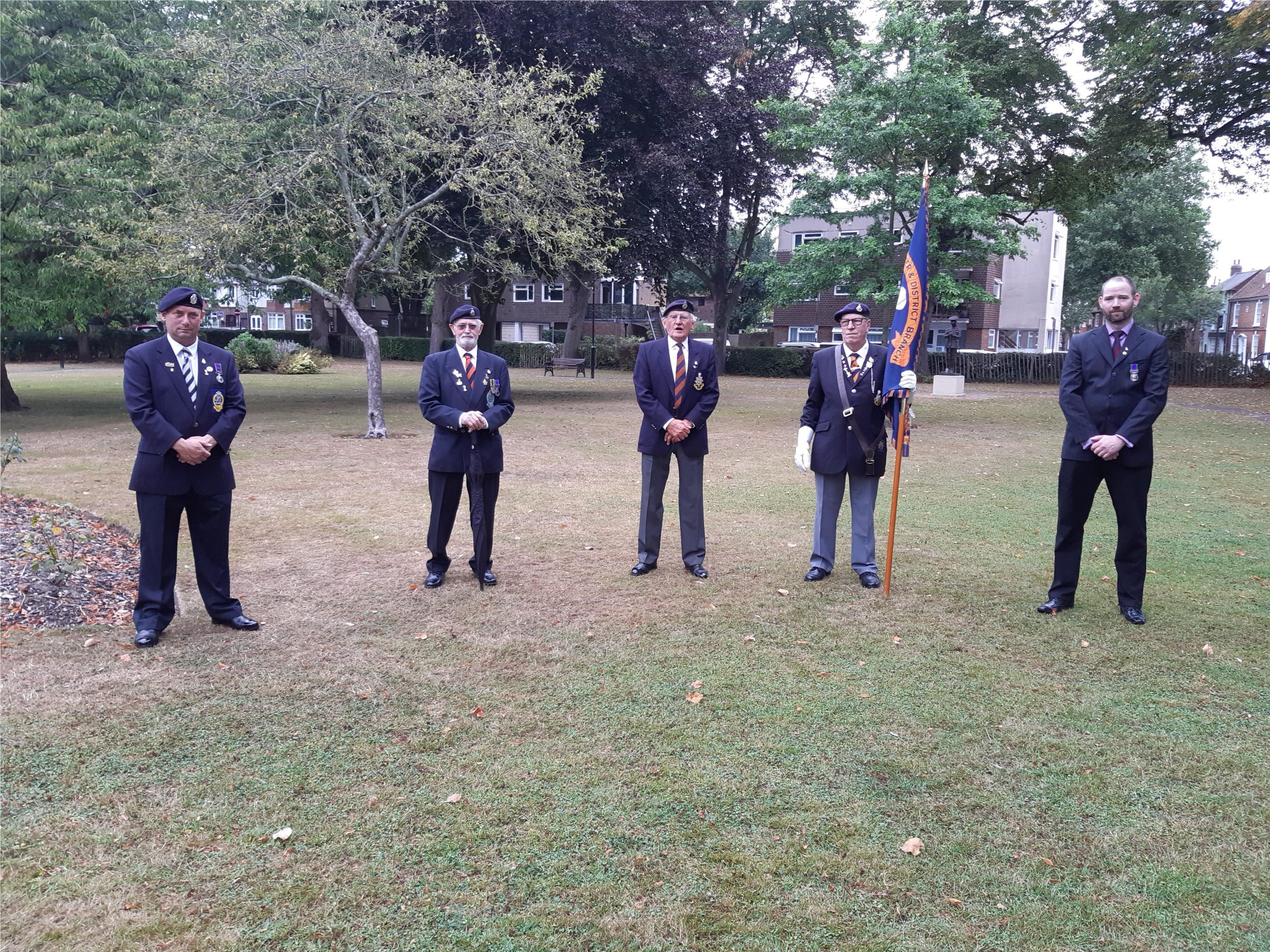 Image showing veterans at Litten Gardens, Chichester, on the occasion of the 75th anniversary of VJ Day, August 2020