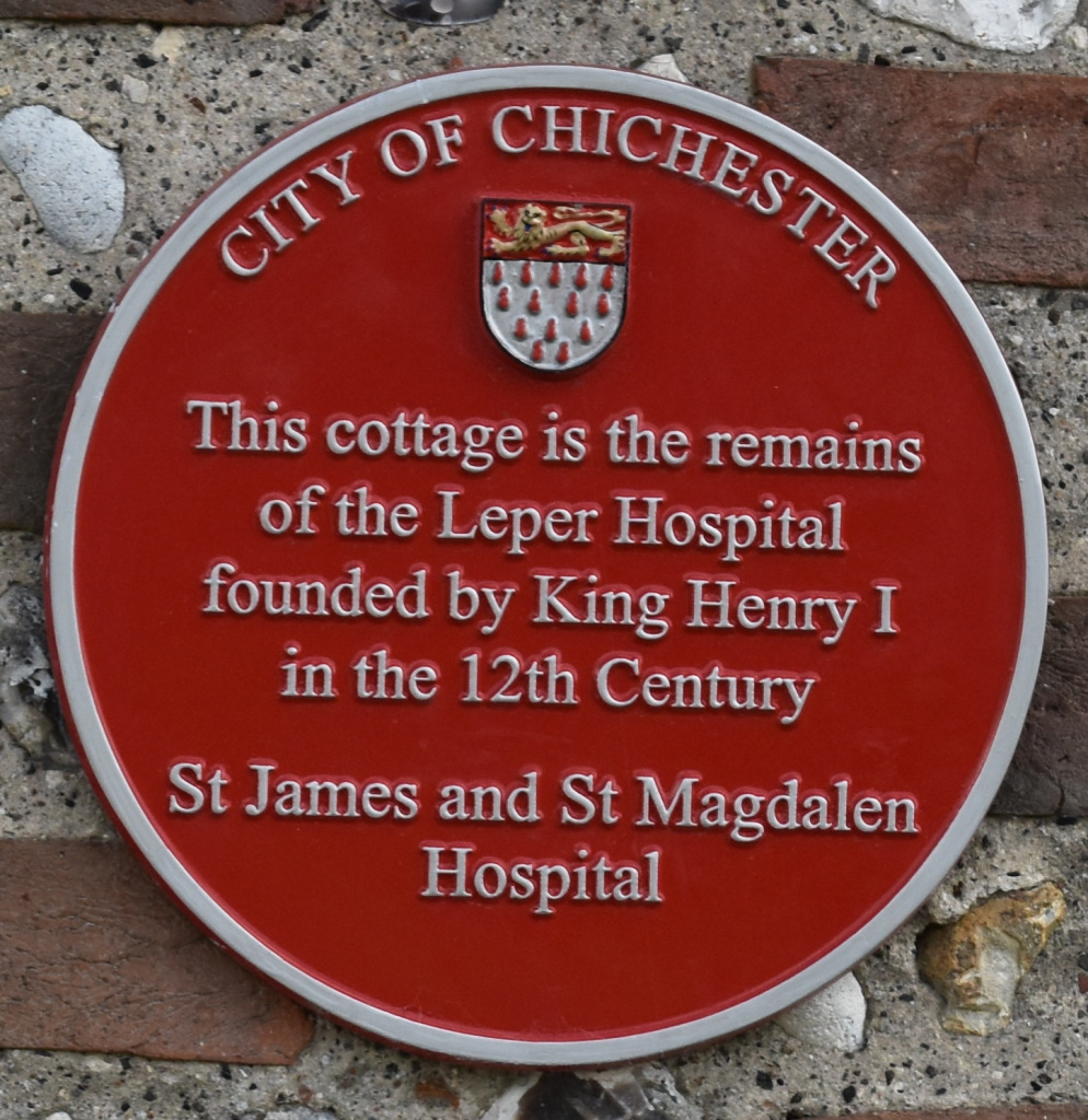 Image showing Chichester City Council red Local Interest Plaque, former leper hospital, St James Cottage