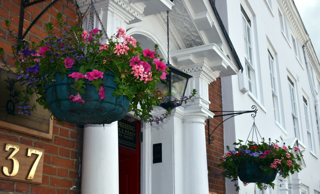 City Floral - hanging baskets - Q Hair, North Street, Chichester