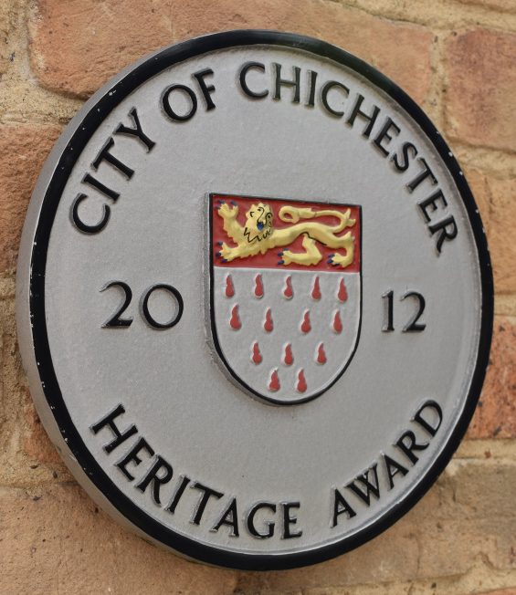 Image showing Chichester City Council silver Heritage Award plaque, 2012, 40 North Street