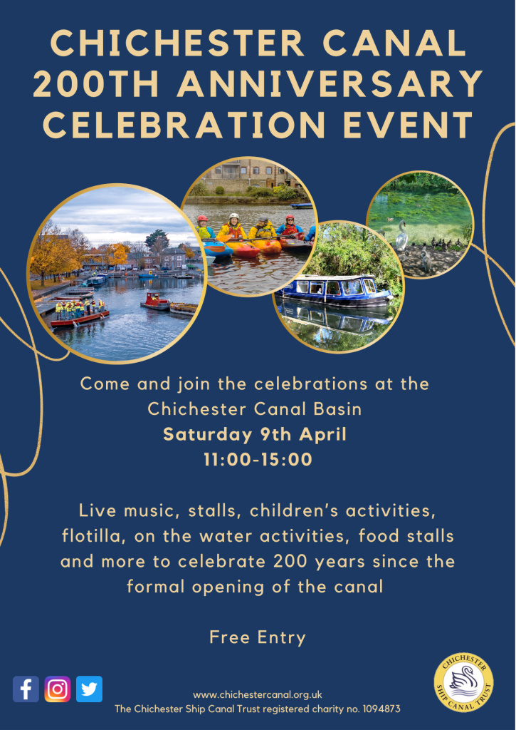 Chichester Canal 200th anniversary event flyer - event - 9 April 2022 11am to 3pm