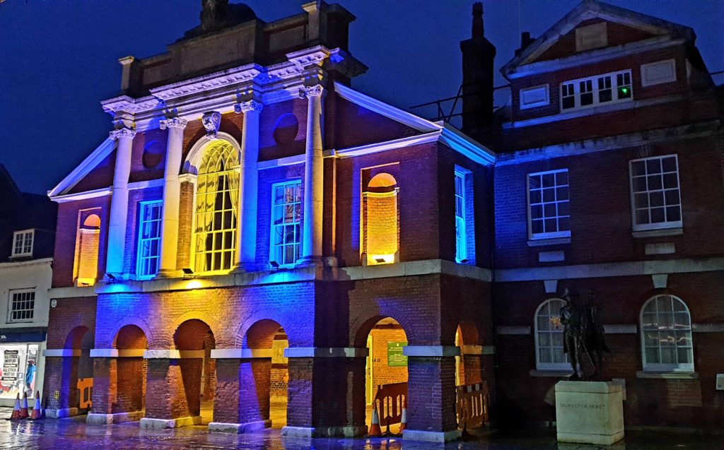 Council House lit blue and yellow for Ukraine - 1 March 2022