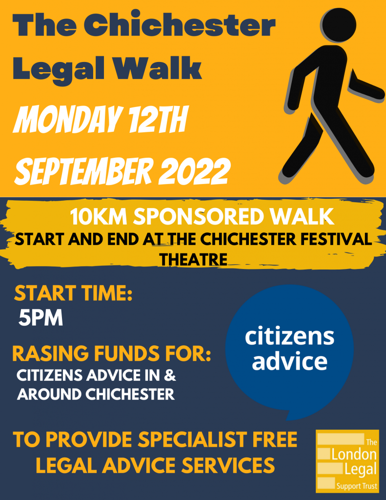 London Legal Support Trust flyer for the Chichester Legal Walk on September 12 2022