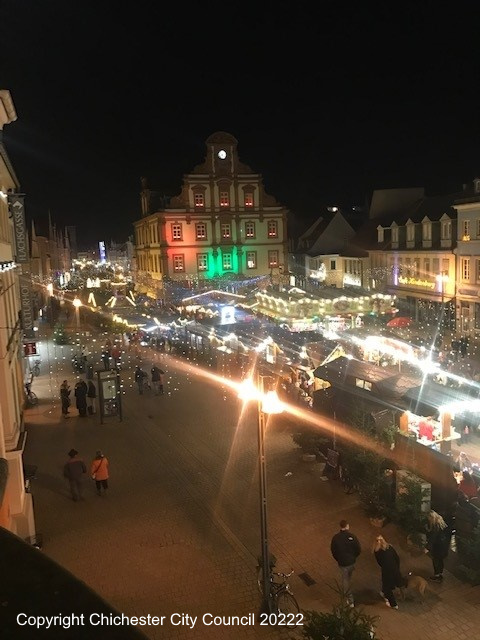 Speyer Town Square at night - December 2022