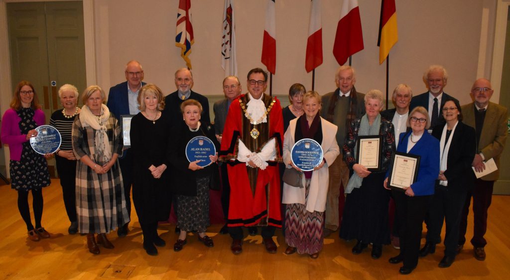 Chichester City Council Annual Awards 2022 presentation ceremony showing the Mayor of Chichester with all the recipients of the 2022 Annual Awards.