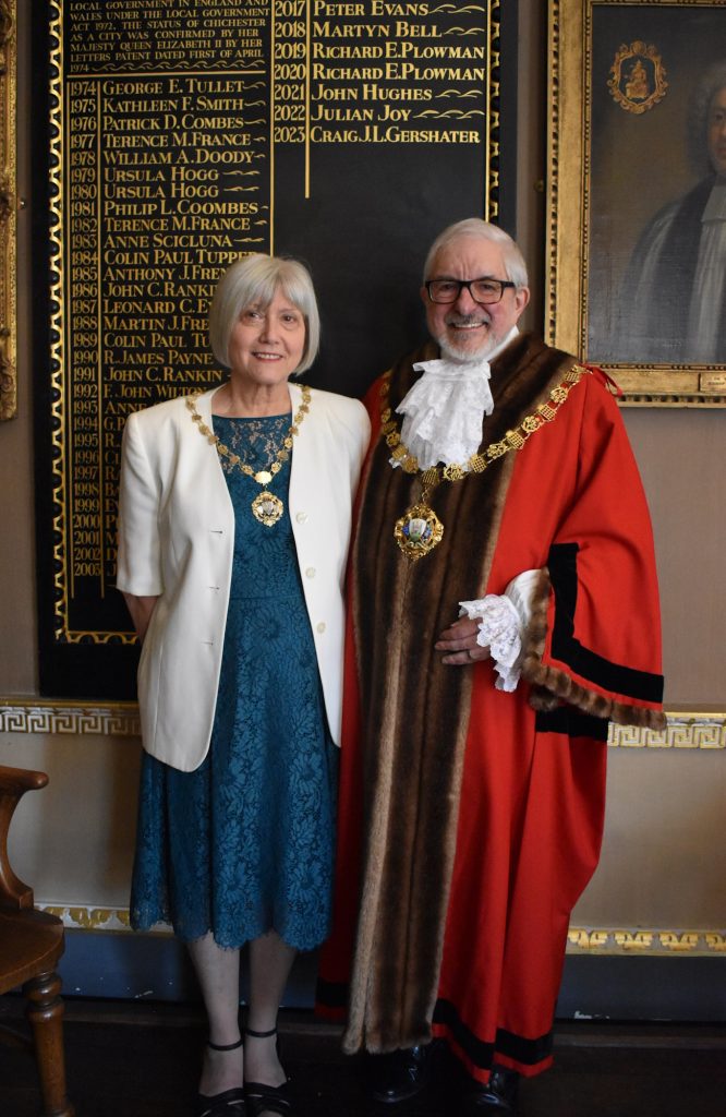 The Mayor and Mayoress - Councillors C and J Gershater - in the Council Chamber - 26-05-23