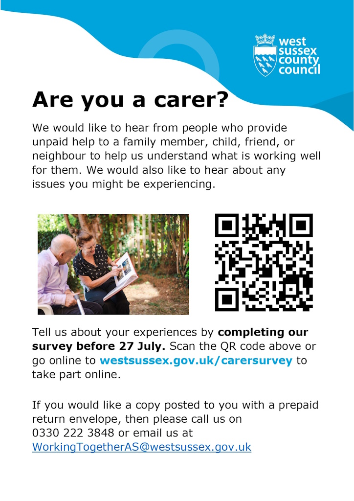 West Sussex County Council carers survey information poster - June 2023