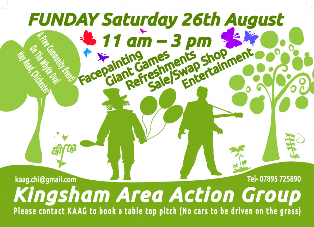 Image of a leaflet advertising Kingsham Area Action Group family fun day - 26 August 2023