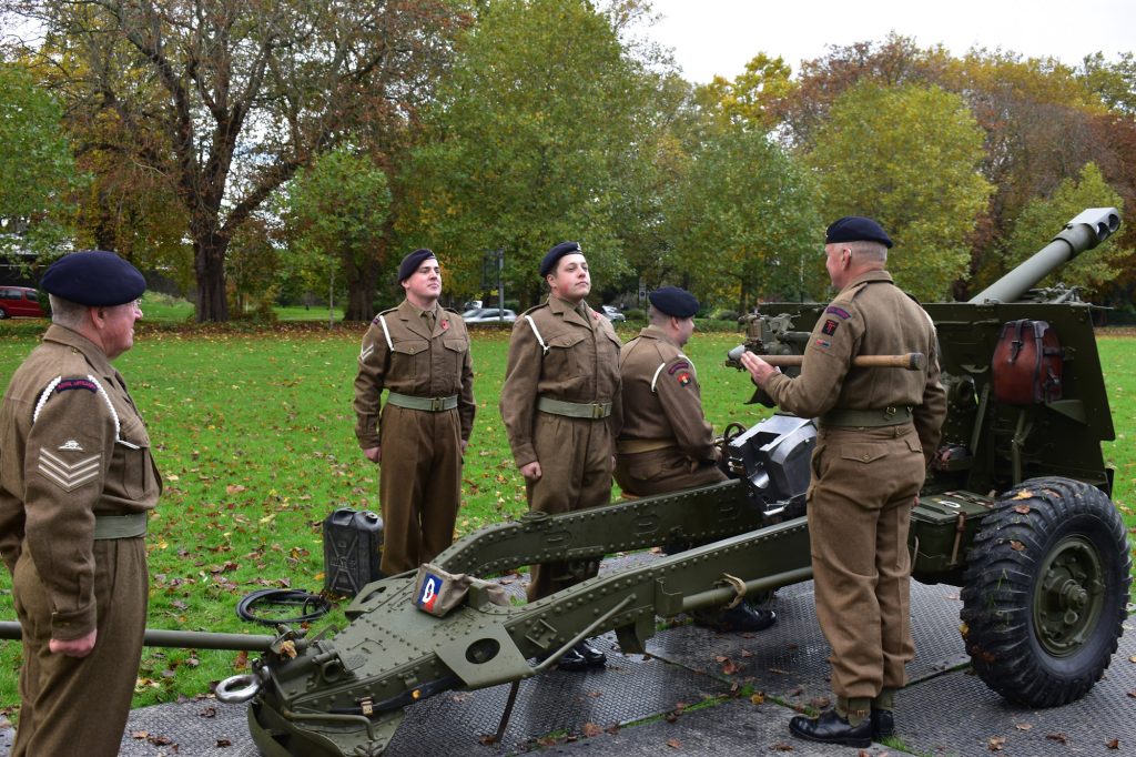 Garrison Artillery Volunteers preparing to fire a WW2 25 pounder field gun - Chichester Remembrance 12 November 2023