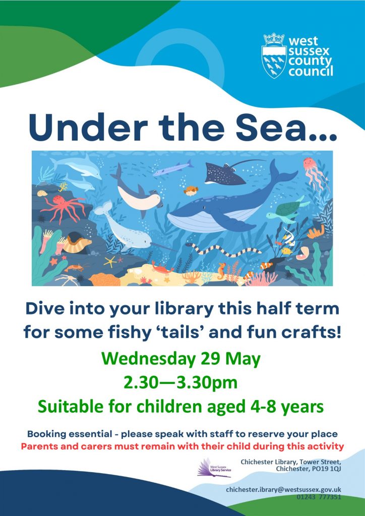 Image of poster for Under the Sea event at Chichester Library - 29 May 2024 - 2.30pm