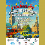 Chichester's Emergency Services and Community Day Oaklands Park August 24th 2025 10am - 4pm Free Entry West Sussex Fire and Rescue Service Sussex Police South East Coast Ambulance Service Maritime & Coastguard Agency West Sussex County Council Chichester District Council Chichester City Council Chichester Business Improvement District