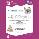 West Sussex Library Service Live Well For Longer Slipper Swap - pick up a new pair of slip-free slippers No need to bring us your old ones! Chichester Community Wellbeing-Blood Pressure & Weigh ins Carewise RNID Hearing Checks Age UK West Sussex, Brighton and Hove Chichester Food bank Carers Support Fire and Rescue Social Prescribers Thursday 12 March 10.00am-2.00pm No need to book, just drop in! Chichester Library Tower Street, PO19 1QJ 01243 777351 chichester.library@westsussex.gov.uk