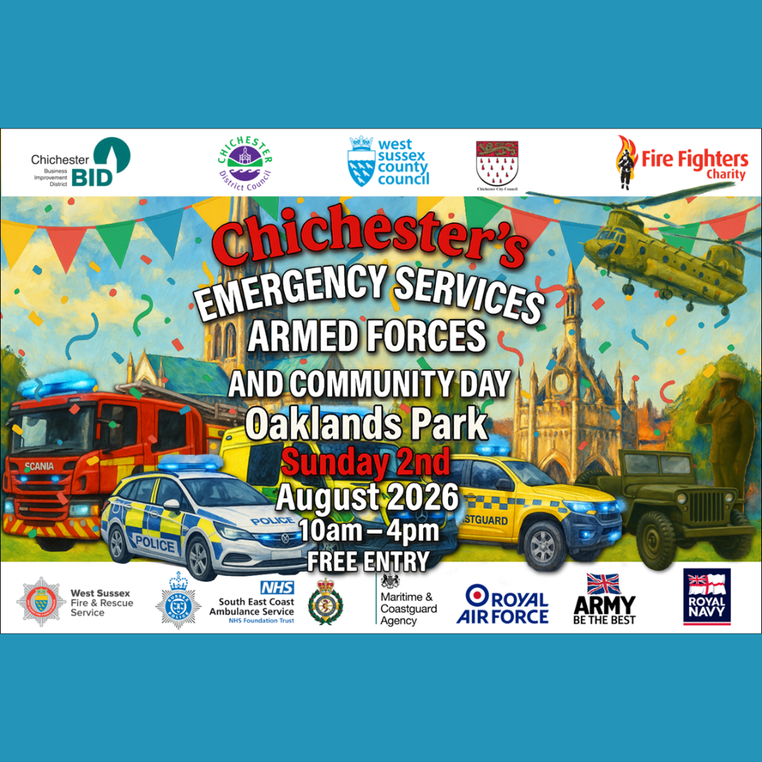 Chichester Emergency Services Armed Forces and Community Day Oaklands Park Sunday 2nd August 2026 10am-4pm Free Entry