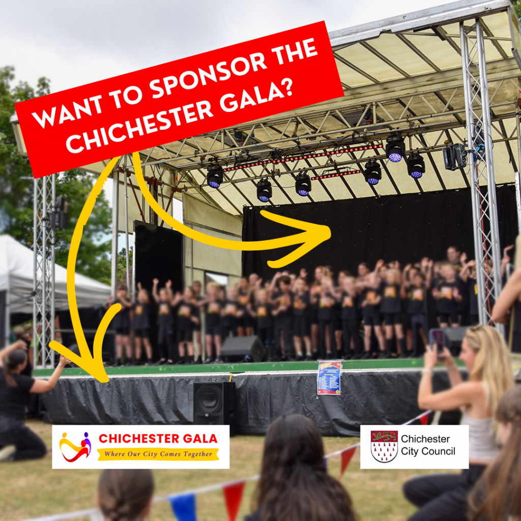 Wan to become a sponsor for the Chichester Gala Image of the main stage while children are performing. Chichester Gala Where our city comes together Chichester City Council